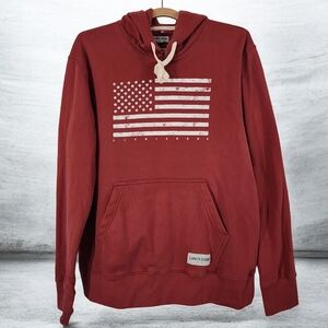Life Is Good Men’s Hoodie Medium Red American Flag Pullover Sweatshirt